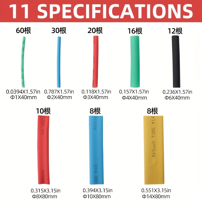 164PCS Heat shrink tubing in box