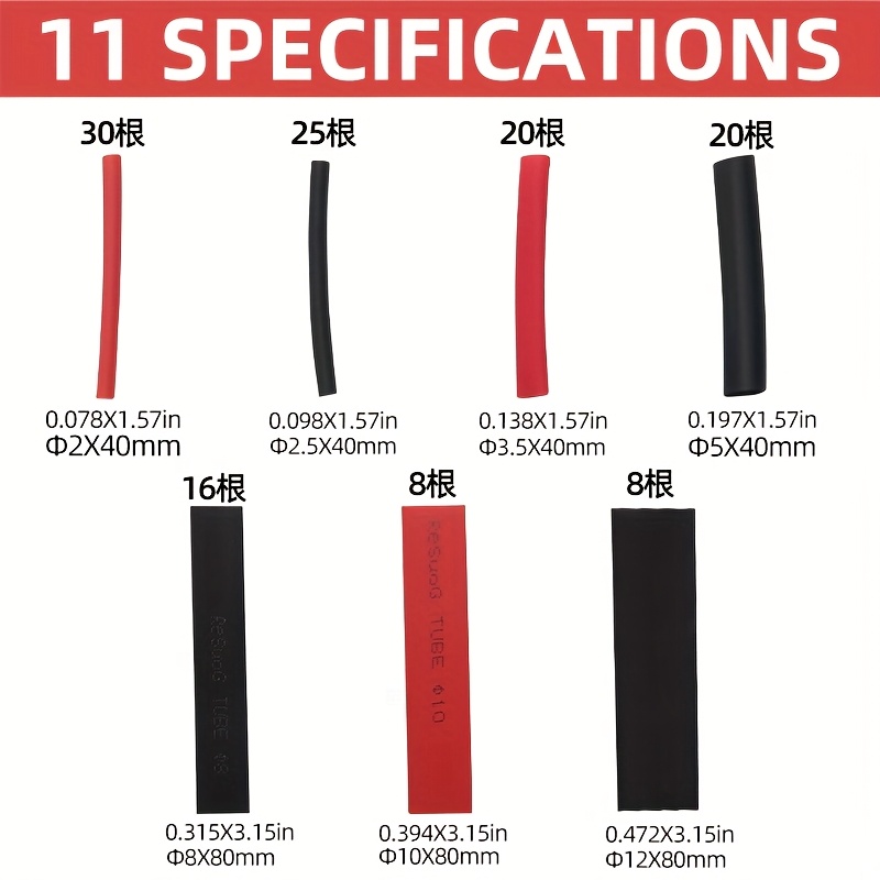 127PCS Heat shrink tubing in box